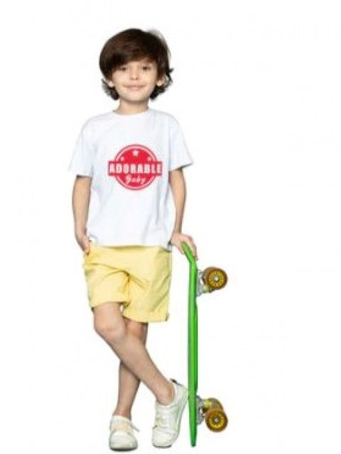 Generic Boys Cotton Adorable Baby Half Sleeve TShirt (White)