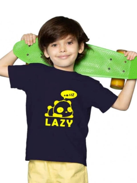 Generic Boys Cotton Lazy Half Sleeve TShirt (Black)
