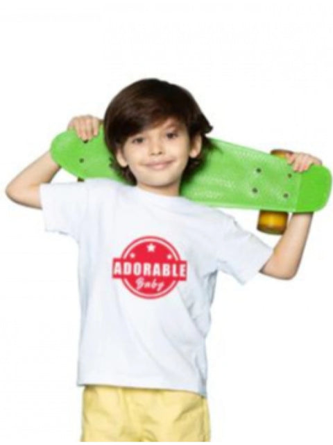 Generic Boys Cotton Adorable Baby Half Sleeve TShirt (White)