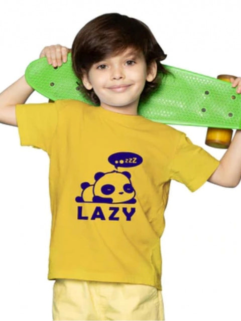 Generic Boys Cotton Lazy Half Sleeve TShirt (Mustard)