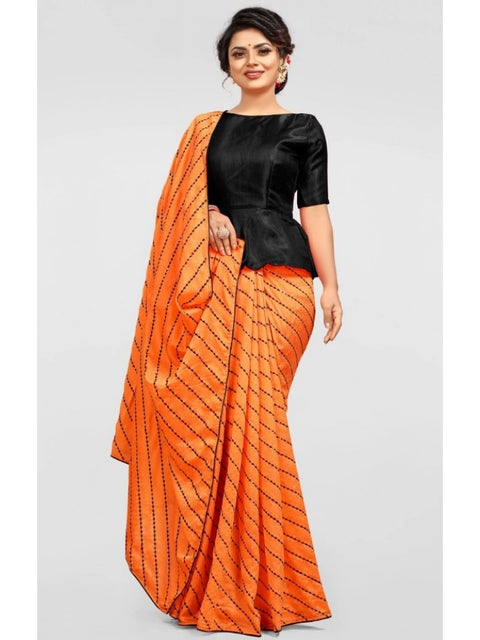 Women's Vichitra Saree with Blouse (Orange, 5-6 Mtrs)
