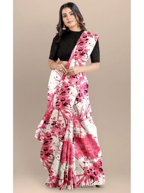 Women's Joya Silk Saree with Blouse (Pink, 5-6 Mtrs)