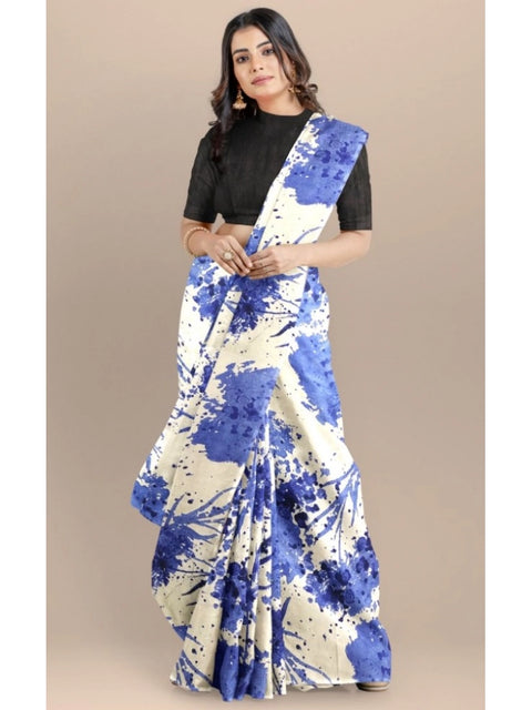Women's Joya Silk Saree with Blouse (Blue, 5-6 Mtrs)