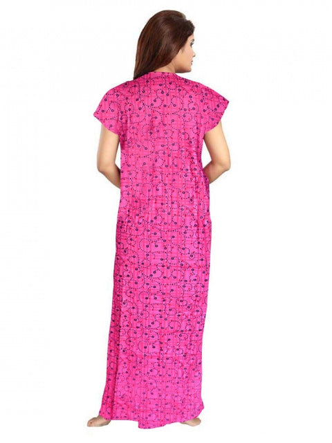Generic Women's Cotton Printed Maxi Nighty (Pink)
