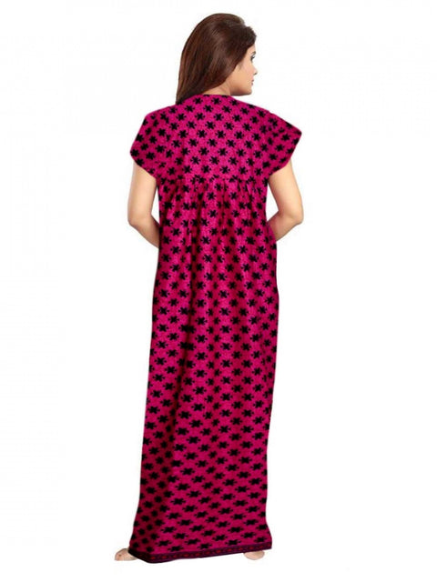 Generic Women's Cotton Printed Maxi Nighty (Pink)