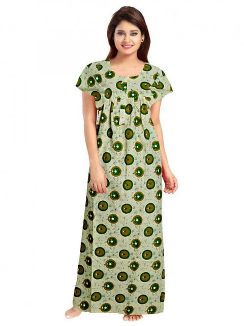 Generic Women's Cotton Printed Maxi Nighty (Green)