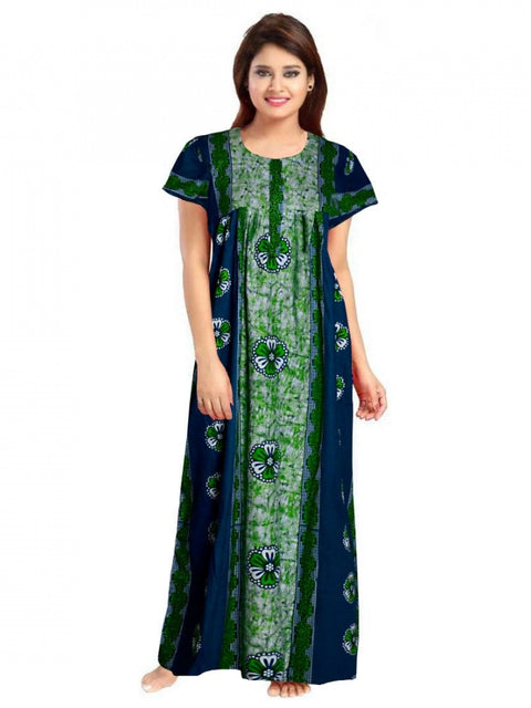 Generic Women's Cotton Printed Maxi Nighty (Green)