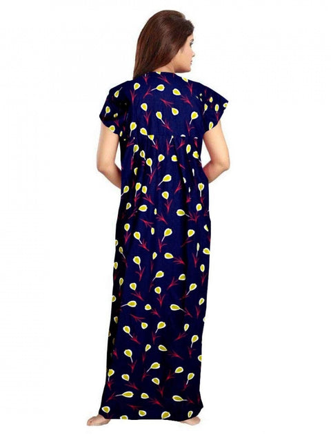 Generic Women's Cotton Printed Maxi Nighty (Purple)