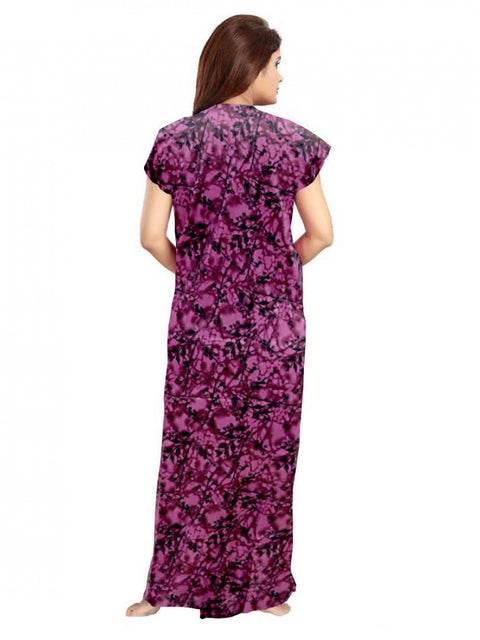 Generic Women's Cotton Printed Maxi Nighty (Wine)