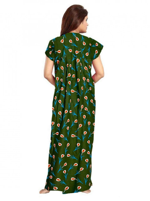 Generic Women's Cotton Printed Maxi Nighty (Green)