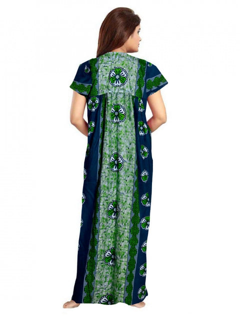 Generic Women's Cotton Printed Maxi Nighty (Green)