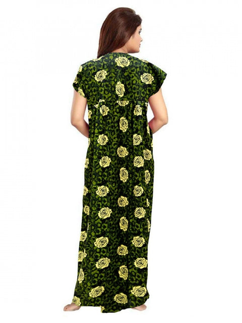 Generic Women's Cotton Printed Maxi Nighty (Green)