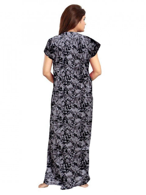 Generic Women's Cotton Printed Maxi Nighty (Grey)