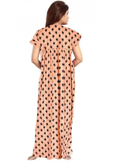 Generic Women's Cotton Printed Maxi Nighty (Peach)