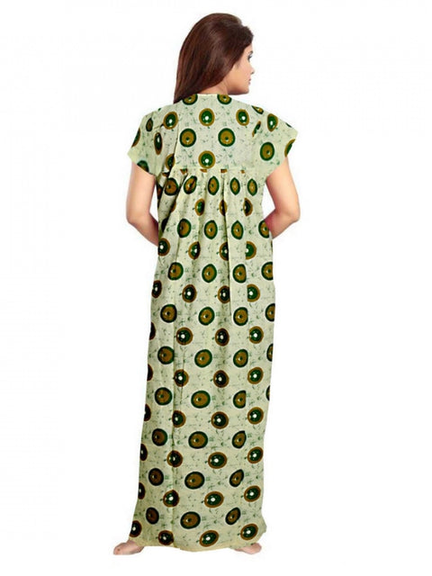 Generic Women's Cotton Printed Maxi Nighty (Green)
