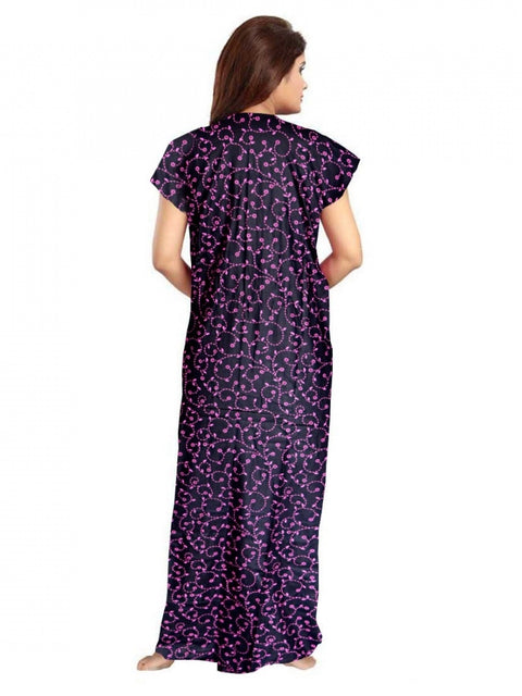 Generic Women's Cotton Printed Maxi Nighty (Purple)