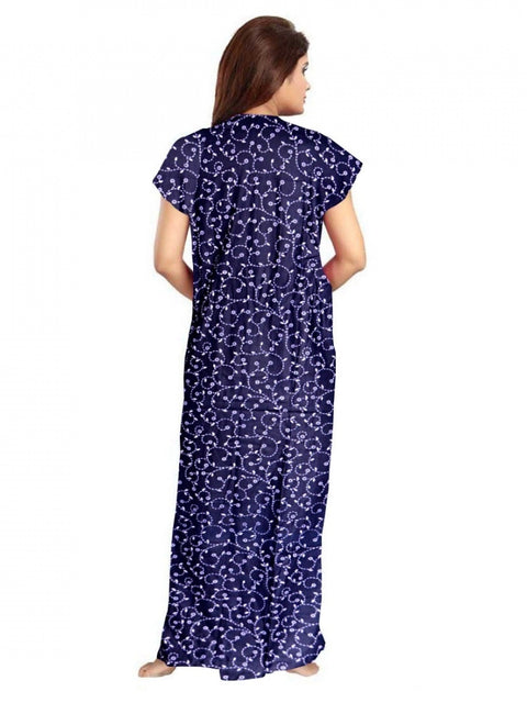 Generic Women's Cotton Printed Maxi Nighty (Blue)