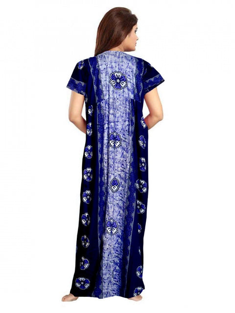 Generic Women's Cotton Printed Maxi Nighty (Blue)