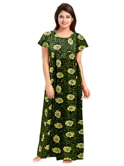 Generic Women's Cotton Printed Maxi Nighty (Green)
