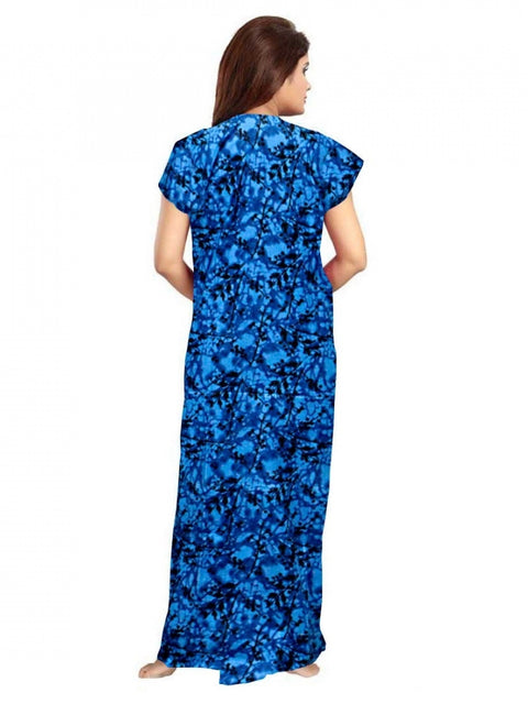 Generic Women's Cotton Printed Maxi Nighty (Blue)