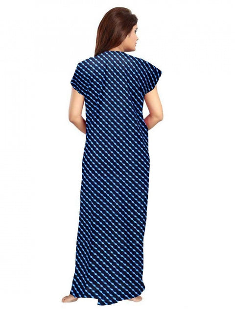 Generic Women's Cotton Printed Maxi Nighty (Blue)