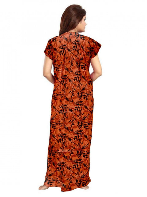 Generic Women's Cotton Printed Maxi Nighty (Orange)