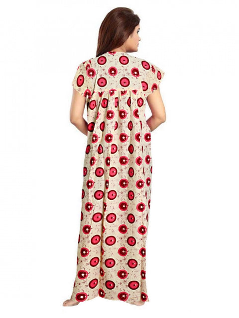 Generic Women's Cotton Printed Maxi Nighty (Red)