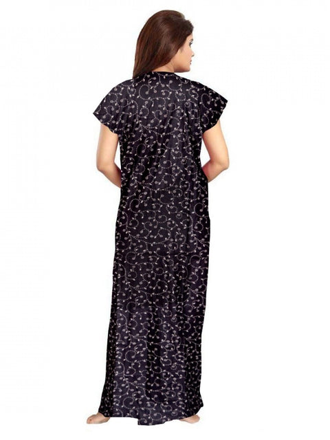 Generic Women's Cotton Printed Maxi Nighty (Grey)
