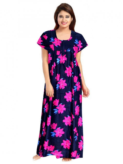 Generic Women's Cotton Printed Maxi Nighty (Pink)