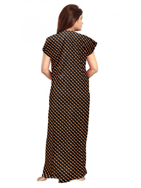 Generic Women's Cotton Printed Maxi Nighty (Brown)