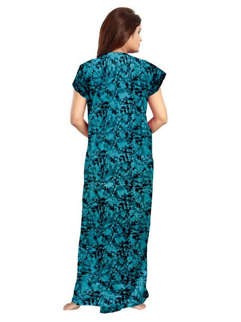Generic Women's Cotton Printed Maxi Nighty (Blue)