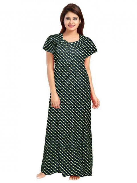 Generic Women's Cotton Printed Maxi Nighty (Green)