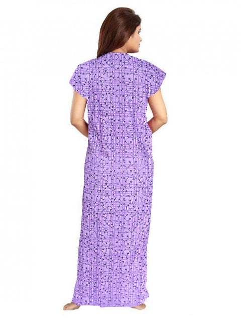 Generic Women's Cotton Printed Maxi Nighty (Lavender)