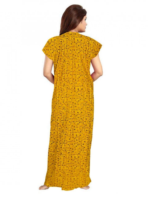 Generic Women's Cotton Printed Maxi Nighty (Yellow)