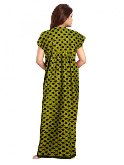 Generic Women's Cotton Printed Maxi Nighty (Green)