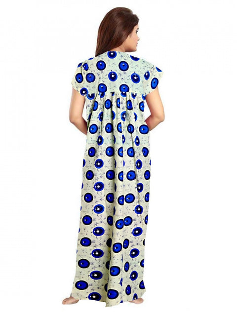 Generic Women's Cotton Printed Maxi Nighty (Off White)