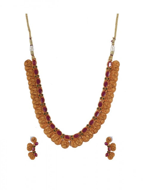 Generic Women's Elegent Laxmi Coin Shape Jewellery Chowker Set (Red, Free Size)