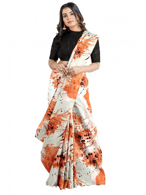 Women's Joya Silk Saree with Blouse (Orange, 5-6 Mtrs)