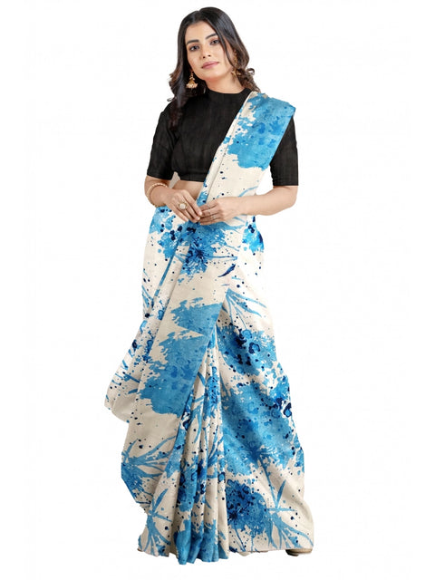 Women's Joya Silk Saree with Blouse (Sky, 5-6 Mtrs)
