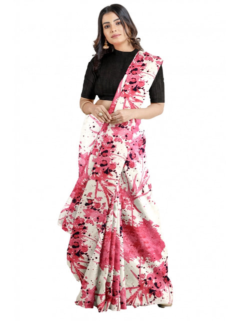 Women's Joya Silk Saree with Blouse (Pink, 5-6 Mtrs)