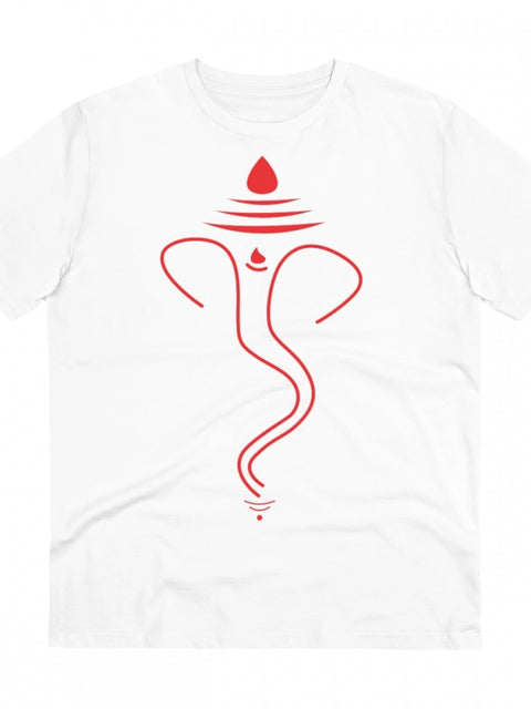 Generic Men's PC Cotton Ganesh Printed T Shirt (Color: White, Thread Count: 180GSM)