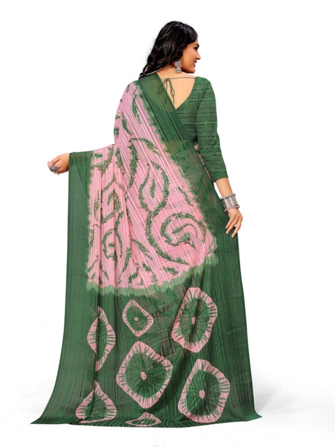 Women's Georgette Printed Saree With Unstitched Blouse (Green)