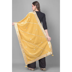 Generic Women's Velvet Gotta Patti Dupatta (Gold, Length: 2.25 to 2.50 Mtr)