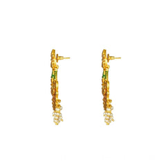 Women's Rose Gold Plated Alloy Kundan Earrings &amp; Mangtikka (Red &amp; Green)