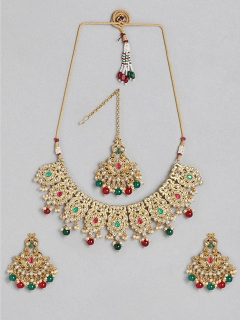 Women's Rose Gold Plated Alloy Necklace & Earings Set (Light Green)