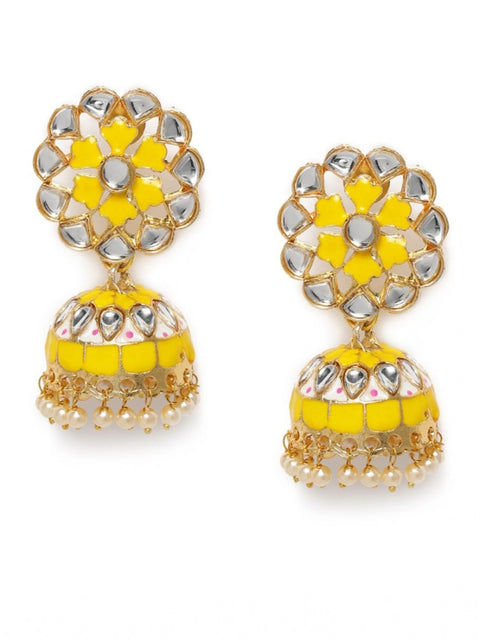 Women's Rose Gold Plated Alloy Earrings (Yellow)