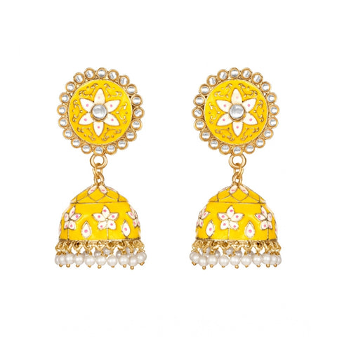 Women's Rose Gold Plated Alloy Earrings (Yellow)