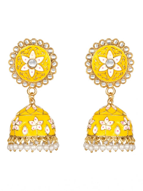 Women's Rose Gold Plated Alloy Earrings (Yellow)
