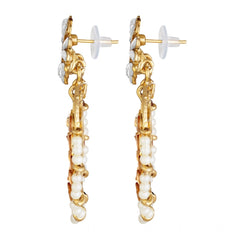 Women's Rose Gold Plated Alloy Kundan Earrings &amp; Mangtikka (White &amp; Gold)