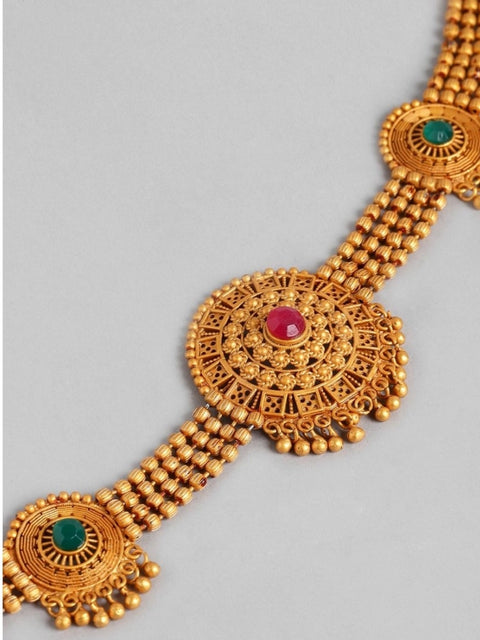 Women's Rose Gold Plated Alloy Necklace & Earings Set (Multicolor)